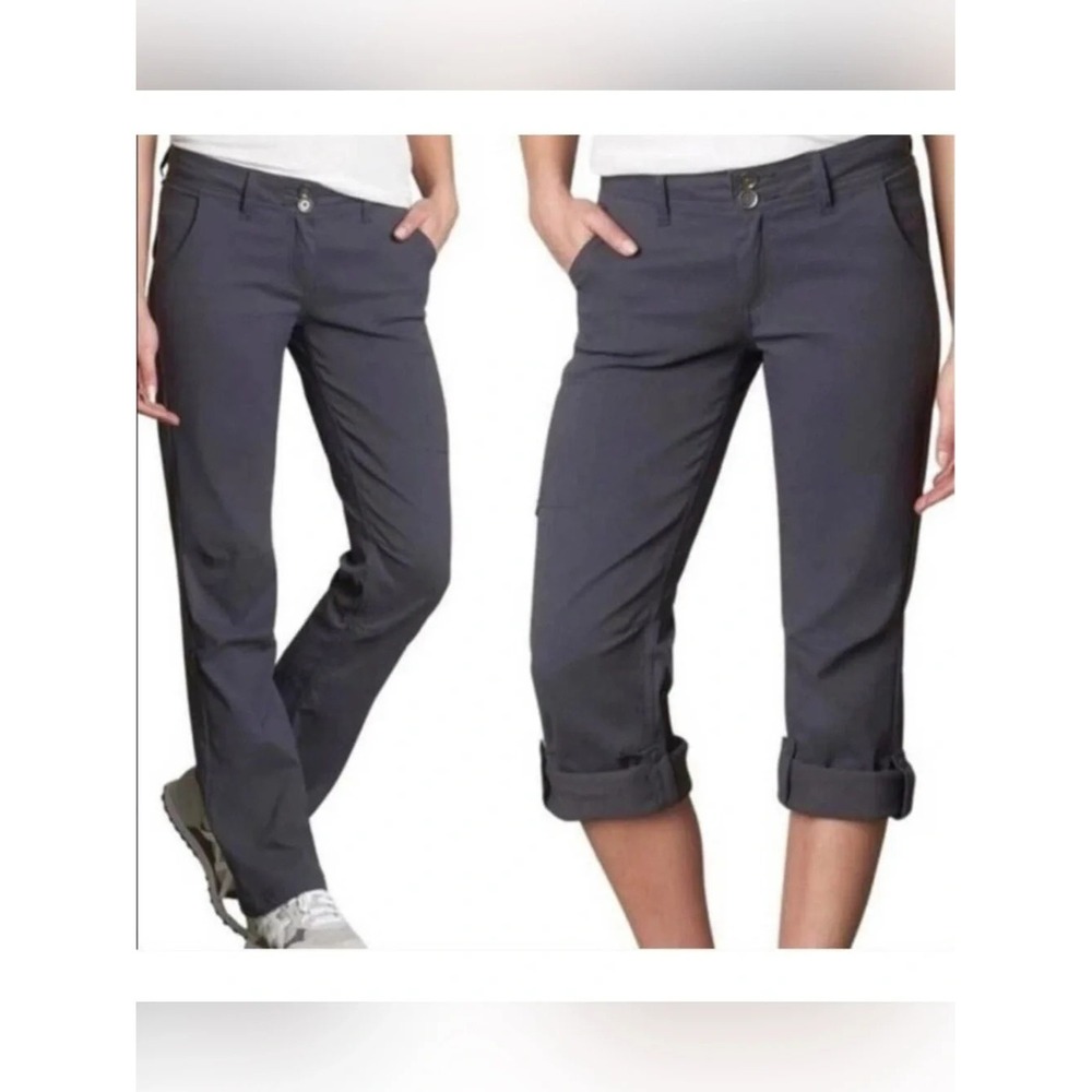 Prana Gray Halle Convertible Nylon Hiking Stretch Pants